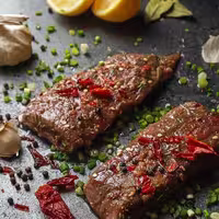استیک شترمرغ ارگانیک بدون استخوان مرینیت شده نیلسون - 1000 گرم