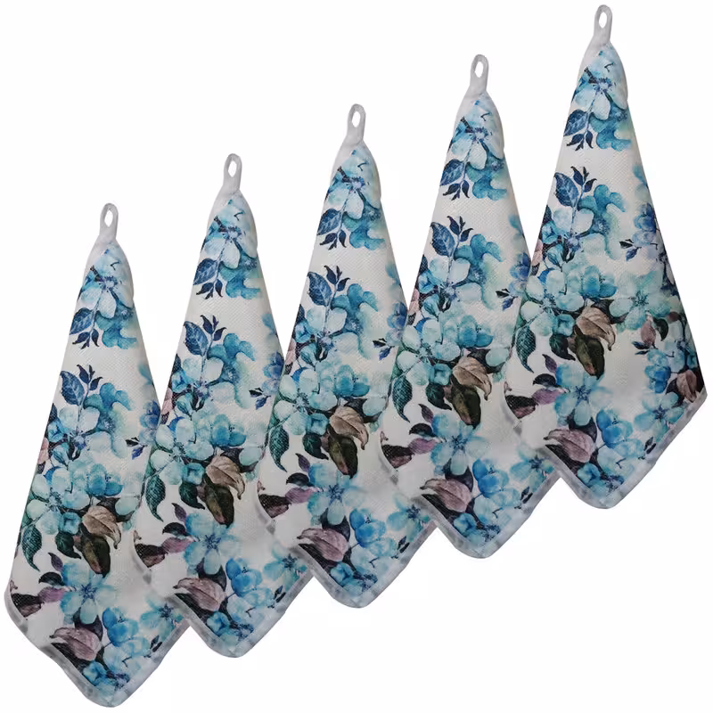 دستمال نظافت آشپزخانه بی تی مدل میکروفایبر لوکس طرح گل کد 25x25W280 بسته 5 عددی | کالا مکس