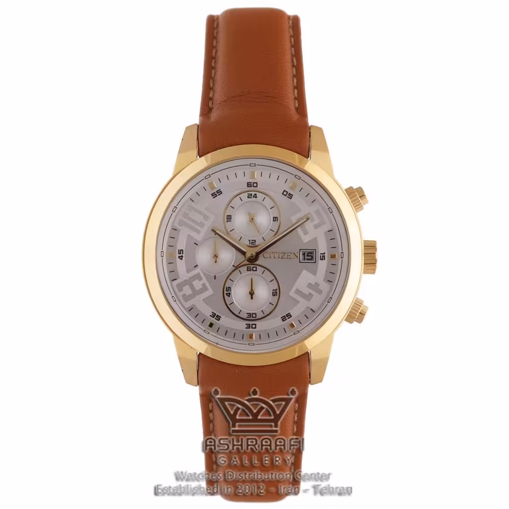 ساعت سیتیزن بند چرم قهوه‌ای Citizen 18136O