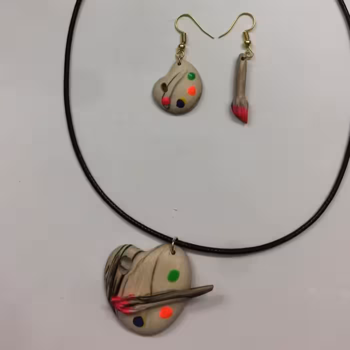 نیم ست پالت و قلم مو چوبی دستساز چوبی گالری  