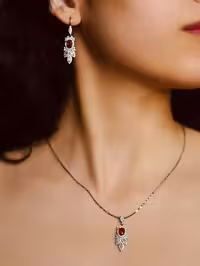 نیمست یاقوت سرخ نقره جواهری کد 00401