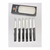 ست 6 عددی چاقوی میوه‌ خوری Solingen مدل DKS | تیغه فولادی ضدزنگ با دوام بالا | دسته‌های مشکی با طراحی براق و شیک | مناسب برای استفاده روزمره و پذیرایی | قابل استفاده برای برش میوه، سبزیجات و خوراکی‌های سبک | ساخت آلمان | قابل شست‌وشو دستی (غیر قابل شست‌وشو در ماشین ظرف‌شویی)