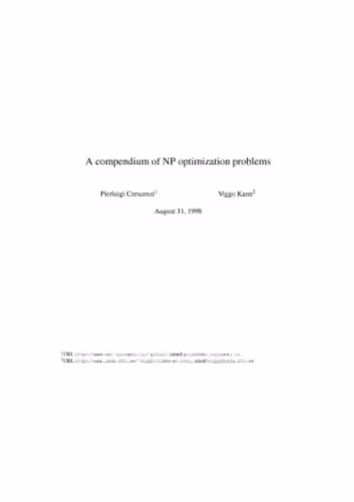 خرید و دانلود نسخه کامل کتاب A Compendium of NP Optimization Problems