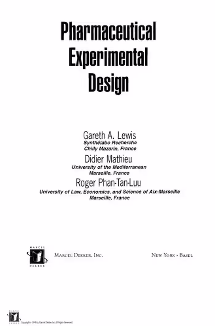خرید و دانلود نسخه کامل کتاب Pharmaceutical experimental design