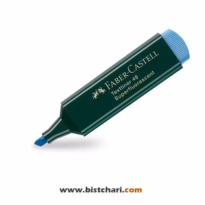 ماژیک هایلایتر رنگ آبی بدنه مشکی برند فابر کاستل Faber-Castell