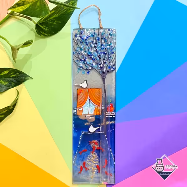 گلدان آویز شیشه ای طرح هفت