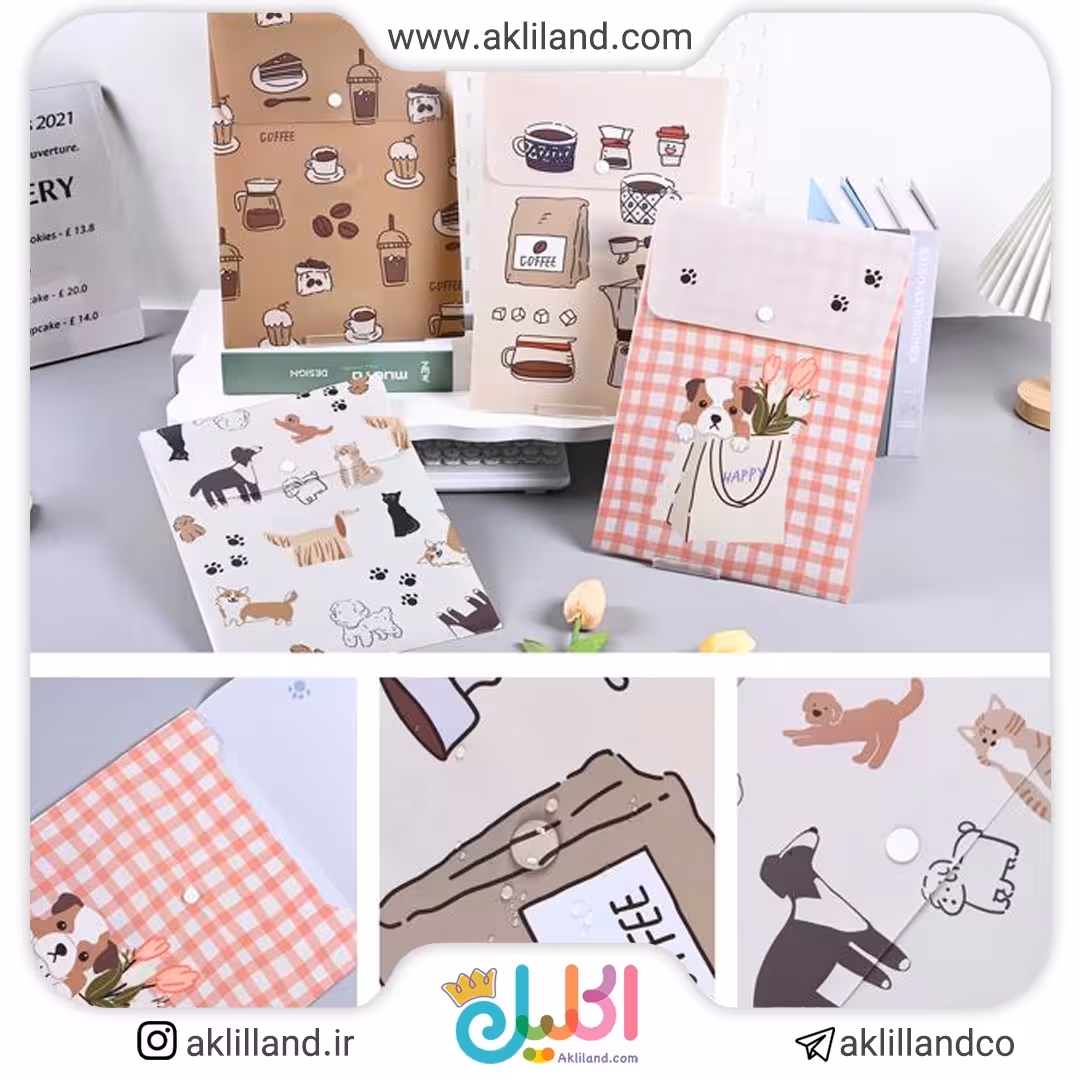 پوشه دکمه دار عمودی A4 کارتونی