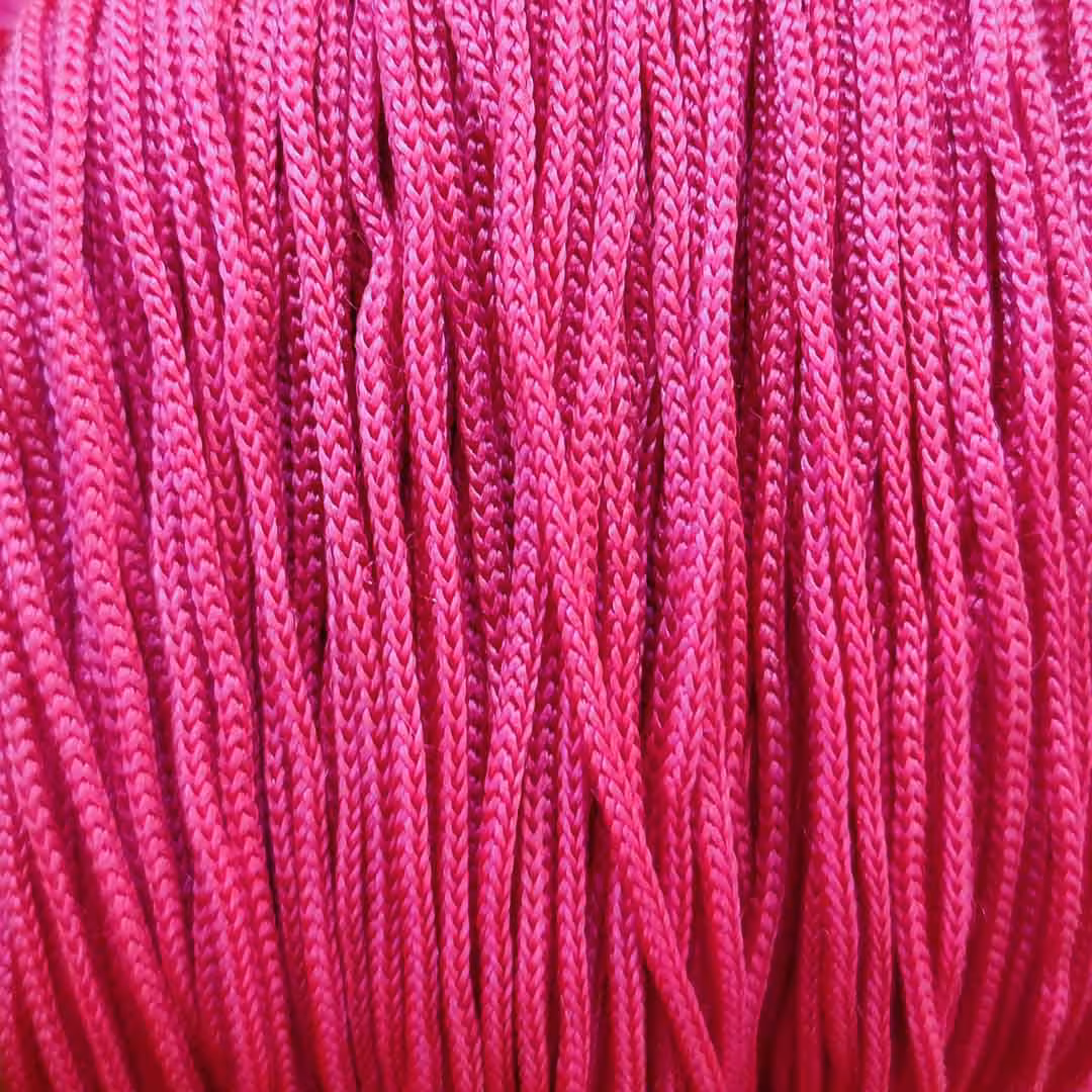 نخ مکرومه سه سوزنه جنس پلی استر رنگ صورتی تیره