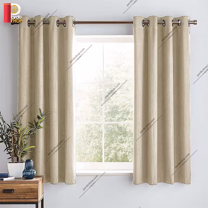 پرده پانچی کتان ملانژ کرم