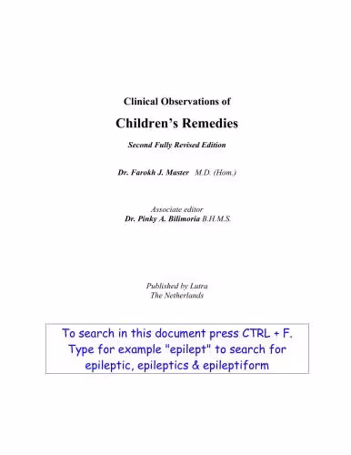 خرید و دانلود نسخه کامل کتاب Clinical observations of Children´s remedies