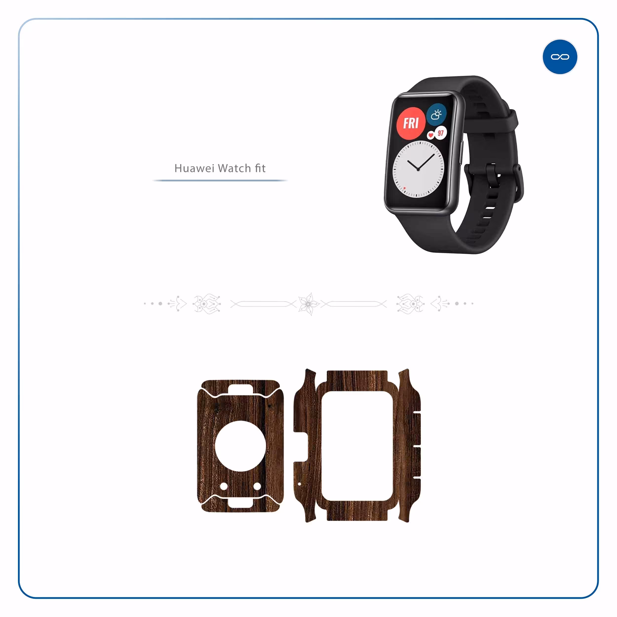 برچسب ماهوت طرح Dark Walnut Wood مناسب برای ساعت هوشمند هوآوی Watch Fit