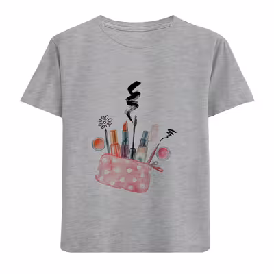 تی شرت آستین کوتاه بچگانه مدل کیف آرایشی D340