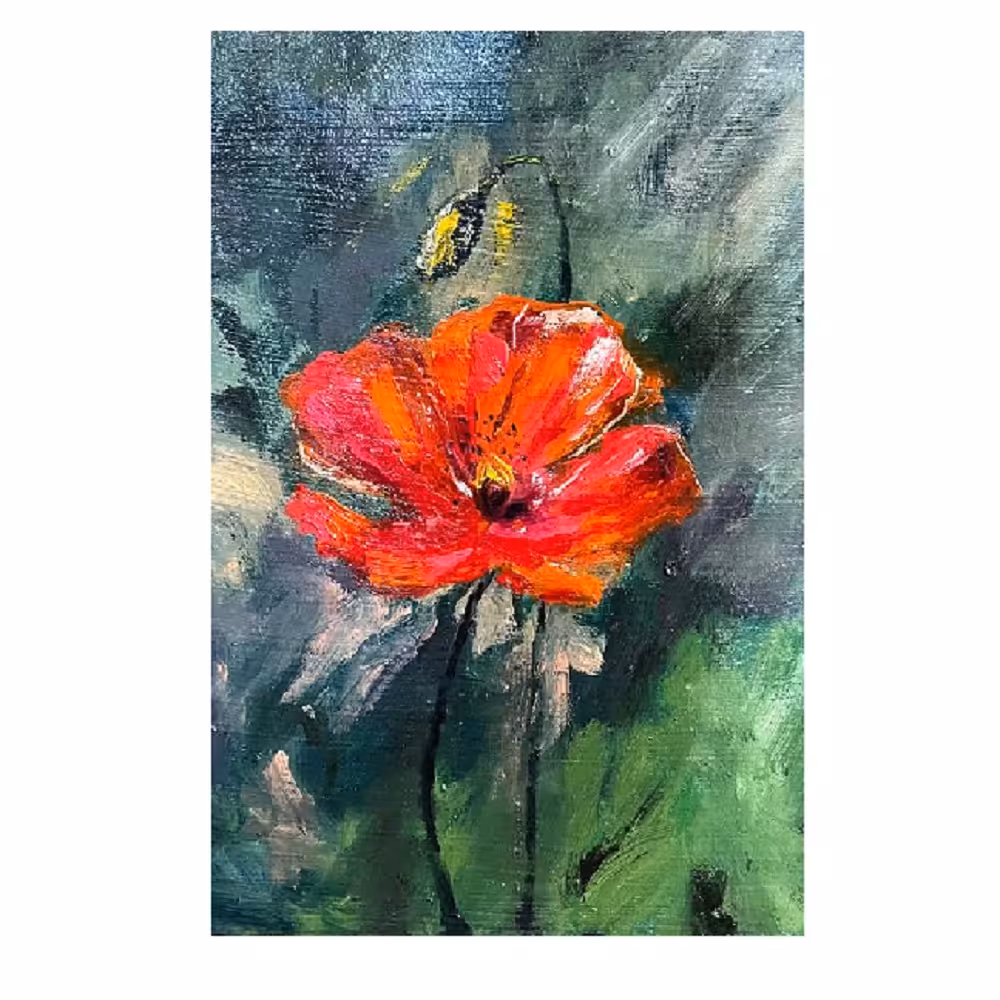 تابلو نقاشی رنگ و روغن طرح گل شقایق کد VLZ123