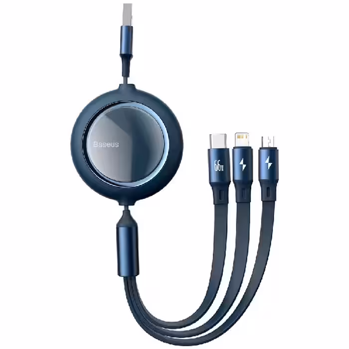 کابل تبدیل USB به USB-C/MicroUSB/لایتنینگ باسئوس مدل MIR66J01 طول 1.2 متر