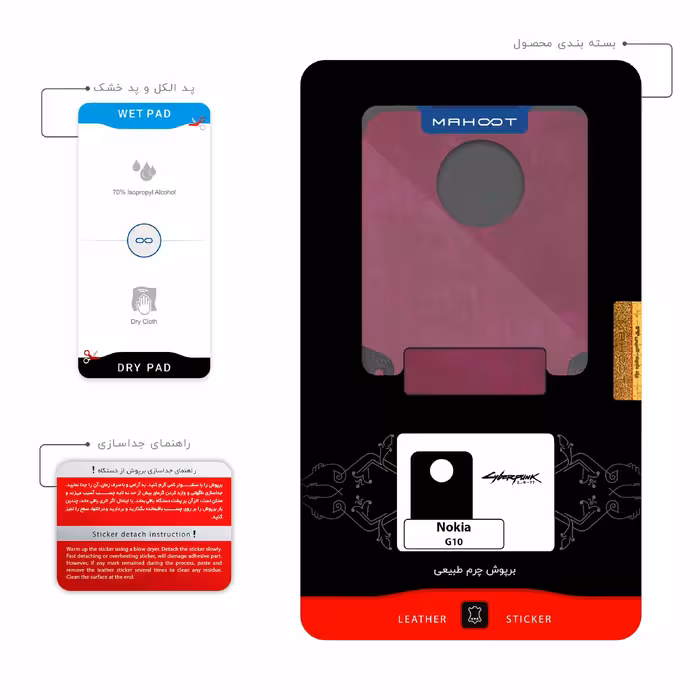 برچسب پوششی ماهوت مدل RVBFL-CYBRPNK مناسب برای گوشی موبایل نوکیا G10