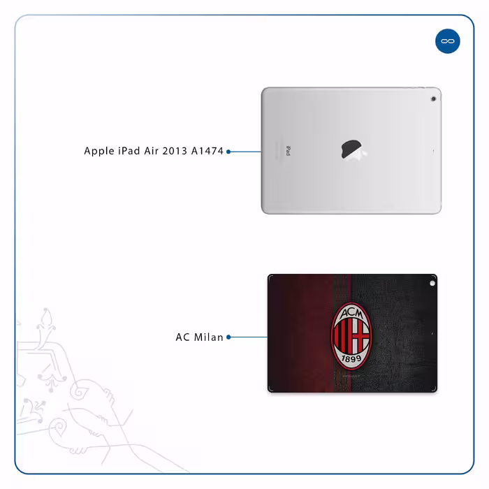 برچسب پوششی ماهوت مدل AC-Milan مناسب برای تبلت اپل iPad Air 2013 A1474