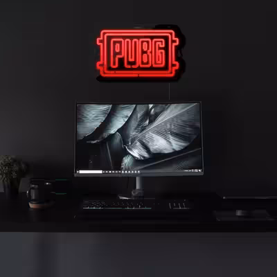 چراغ دیواری نئون دیزاین طرح Pubg-Logo-BL_RD
