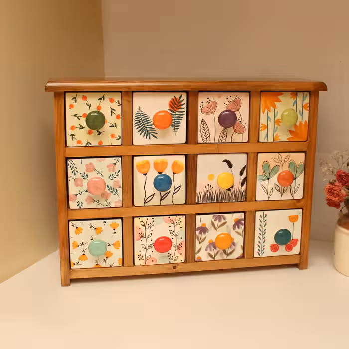 جای ادویه 12 پارچه مدل چوبی و سرامیکی