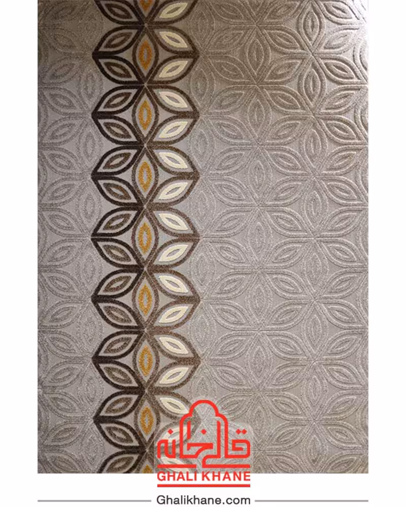 گلیم فرش ماشینی ساوین کد 7432 نقره ای