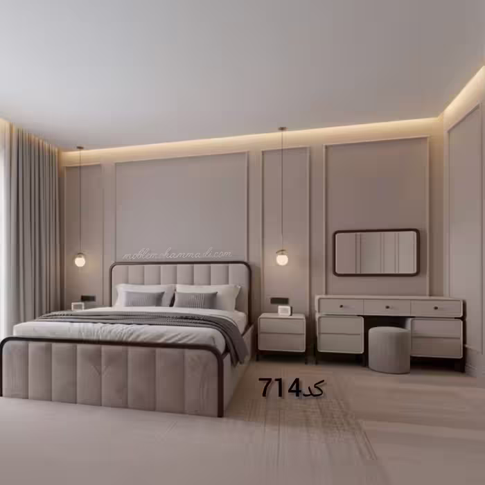 سرویس خواب کد 704 شامل تخت – دراور – قاب آینه – پاتختی