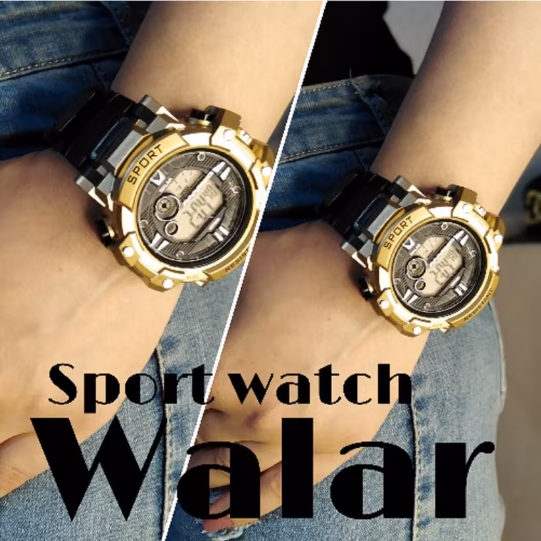 ساعت اسپرت قاب بزرگ طلایی 