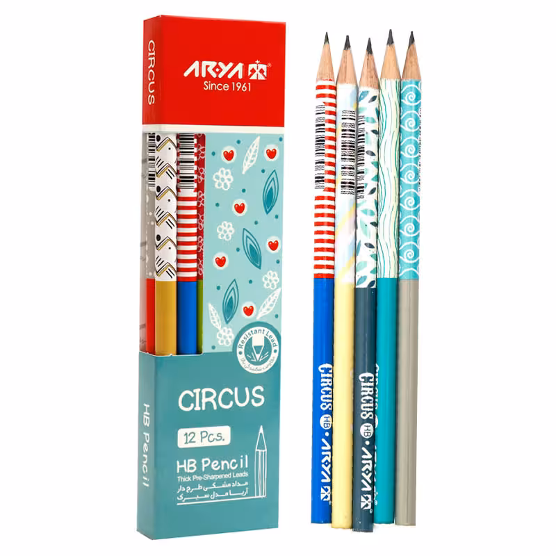 مداد مشکی طرح دار آریا Arya 3043 بسته 12 عددی