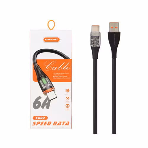 کابل شارژ فست FIRSTYOU Type-C مدل C023 – مشکی