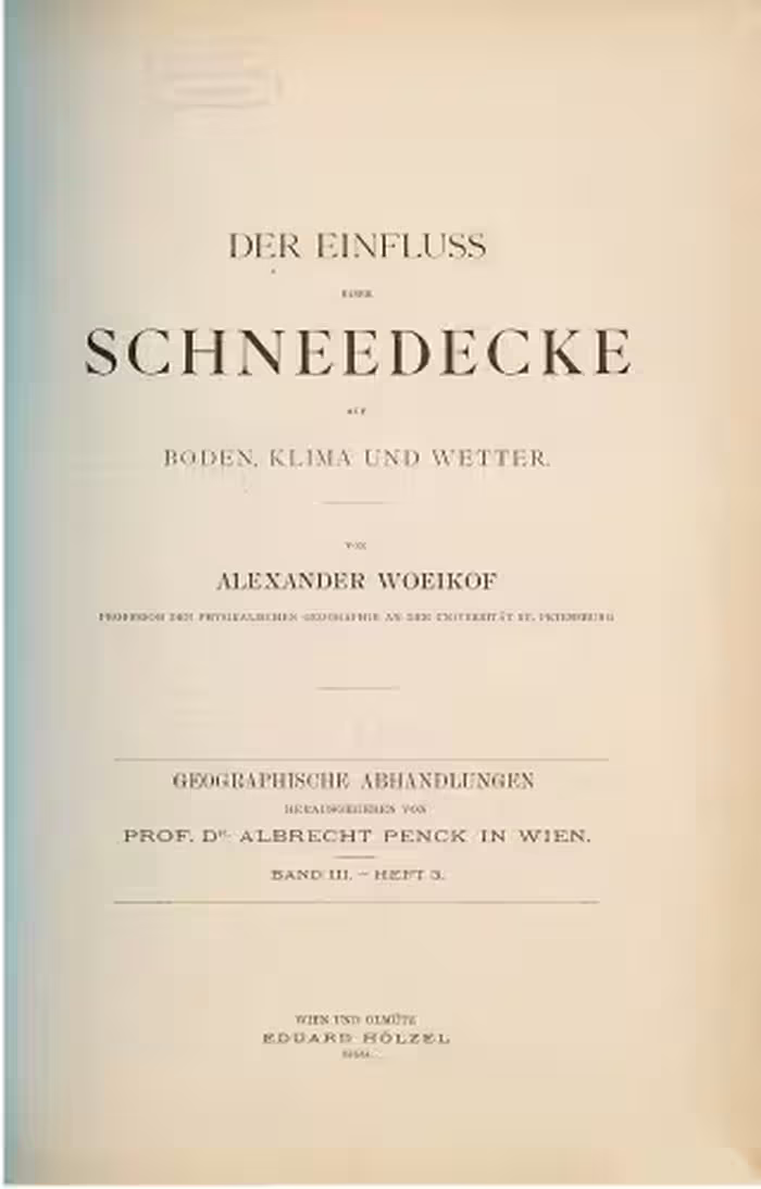 خرید و دانلود نسخه کامل کتاب Der Einfluss einer Schneedecke auf Boden, Klima und Wetter