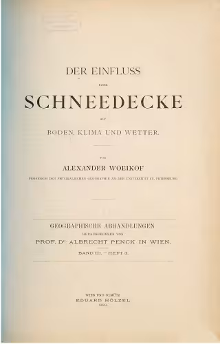 خرید و دانلود نسخه کامل کتاب Der Einfluss einer Schneedecke auf Boden, Klima und Wetter