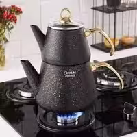 کتری قوری ترک دسته طلایی مشکی ریور کد 5821