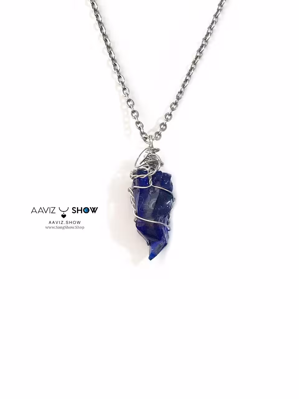 گردنبند ابسیدین آبی با فرم استثنایی راف و معدنی از منطقه بینگول ترکیه A943