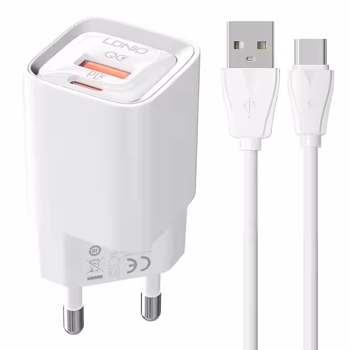 شارژر دیواری 30 وات الدینیو مدل LD-A2317C به همراه کابل تبدیل USB-C