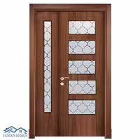 درب ورودی لابی چوبی با پنجره های مشبک کد 3002