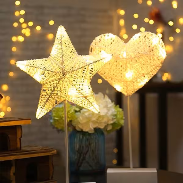 چراغ خواب دکوری ماه و ستاره کنافی Romantic Star Heart Model Led Light