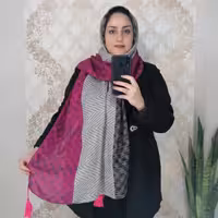 شال نخی منگوله دار پاییزه سه رنگی