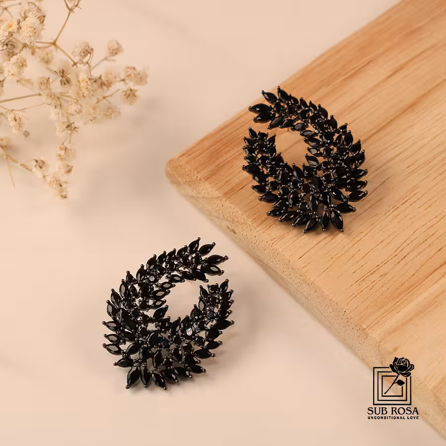 گوشواره سواروسکی المنتس طرح بته جغه 13050