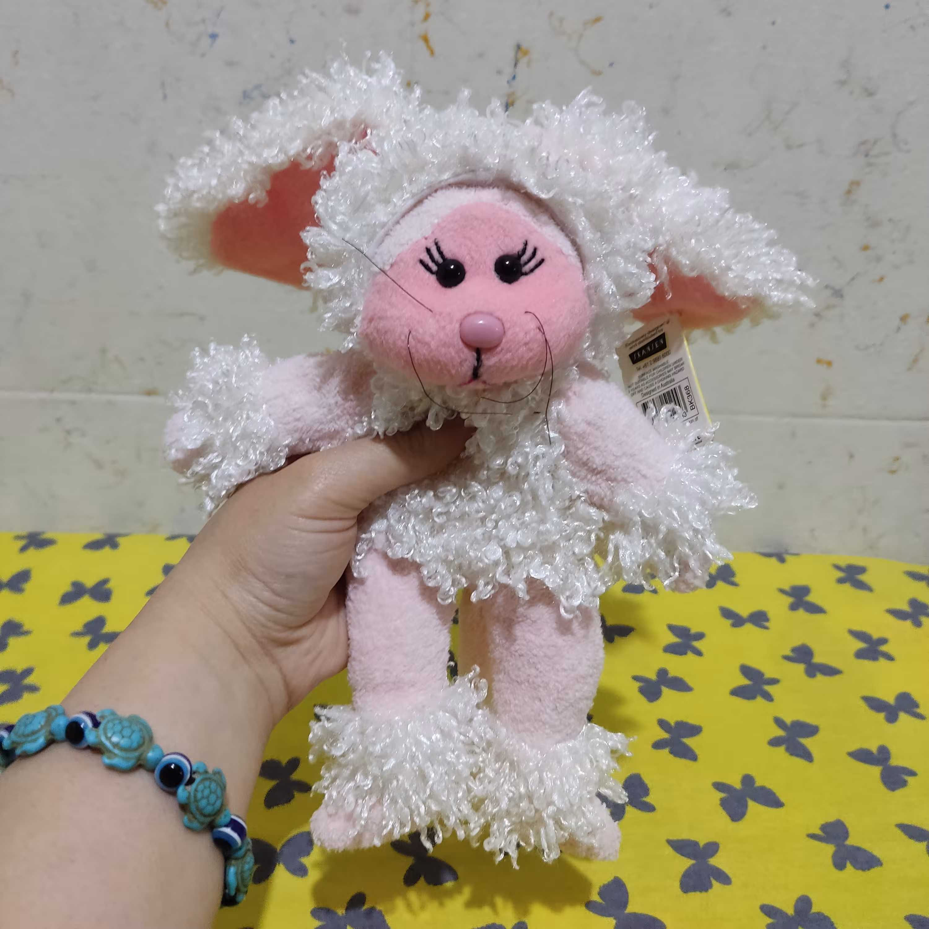 عروسک سگ سفید و صورتی عروسک پولیشی عروسک خارجی عروسک ارزان