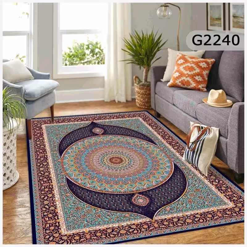 فرشینه مخمل ترک 4متری باطراحی زیبای فرش وکیفیت عالی