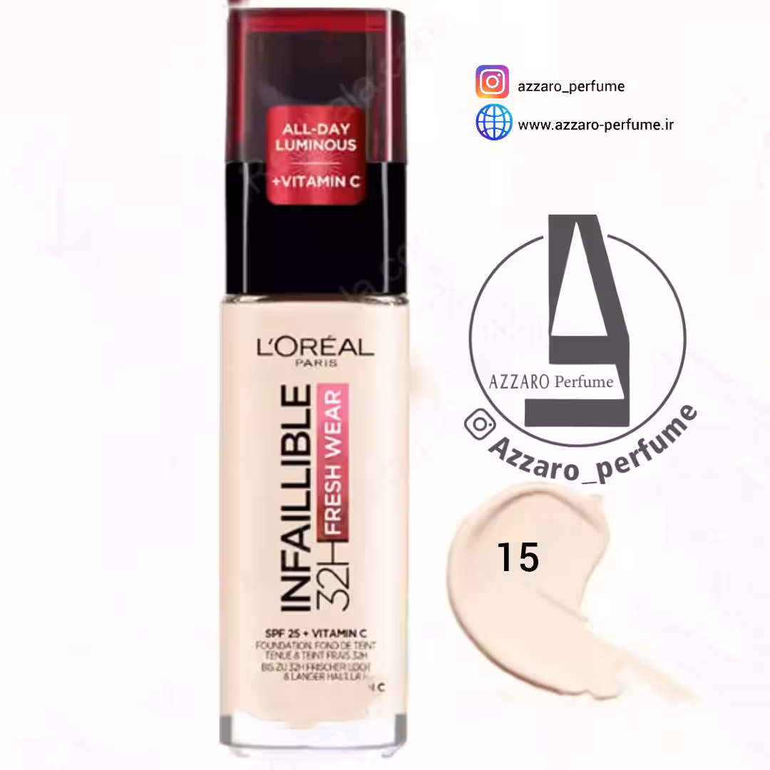 کرم پودر اینفالیبل 32 ساعته لورال شماره 15 حجم 30 میل