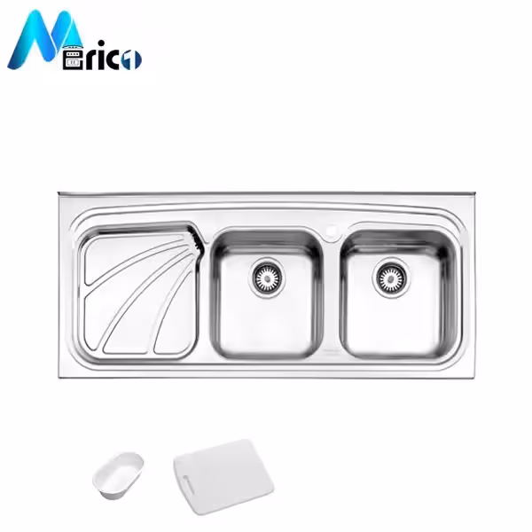 سینک استیل البرز کد 612 روکار دو لگنه