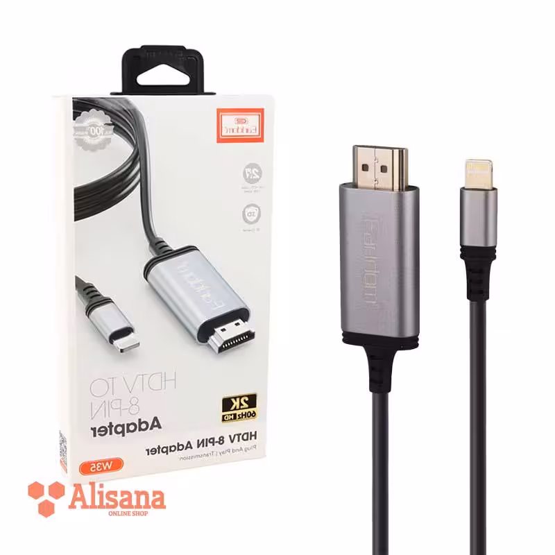 کابل تبدیل لایتنینگ به HDMI ارلدام مدل W35 طول 2 متر