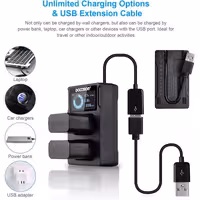 شارژر باتری دوربین سونی دو اسلات همراه با 2 عدد باتری اصلی