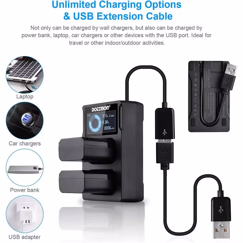 شارژر باتری دوربین سونی دو اسلات همراه با 2 عدد باتری اصلی