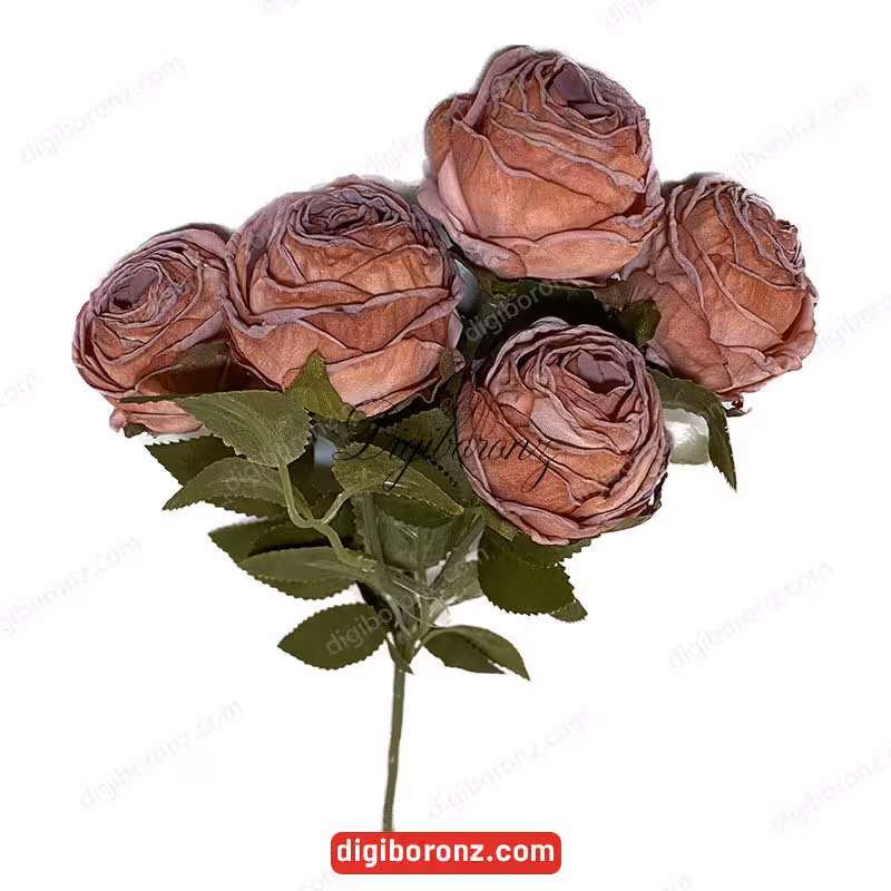 دسته گل مصنوعی مدل رز چروک 5شاخه درجه یک