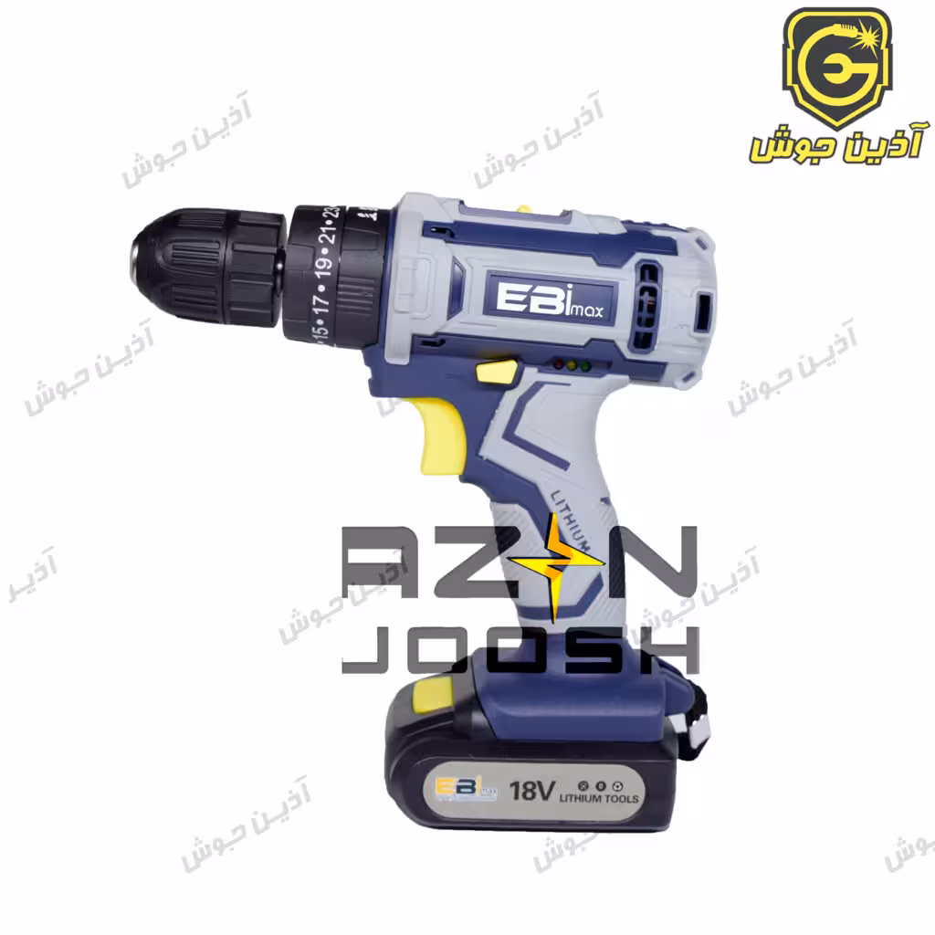 دریل شارژی 18 ولت چکشی ابی مکس Ebi Max مدل EM-18V با متعلقات