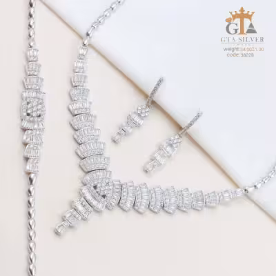 سرویس نقره برای عروس کاملا مشابه طلا و جواهر 925 عیار کد 38028