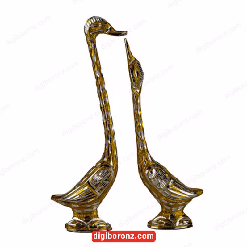 مجسمه برنجی برنزی مدل درنا ترکیبی طلایی سایز 19 اینچ