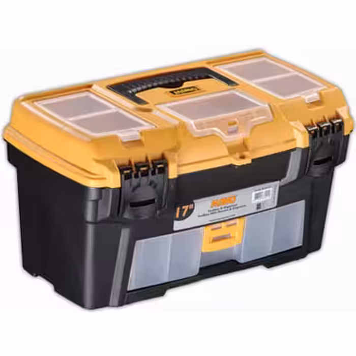 جعبه ابزار 17 اینچ مانو قفل پلاستیکی به همراه ارگانایزر کد RO17