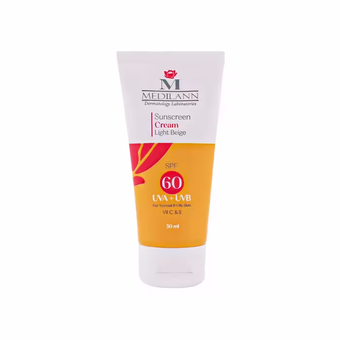 کرم ضد آفتاب رنگی SPF60 مدیلن مناسب پوست های چرب و معمولی 50 میلی لیتر