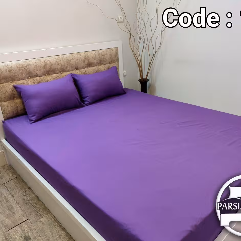 نیم ست ملحفه کشدار خوشخواب روتختی  میکرو ساده رنگی 3 تکه کشدار  رنگ بنفش 120 با 2 روبالشی 